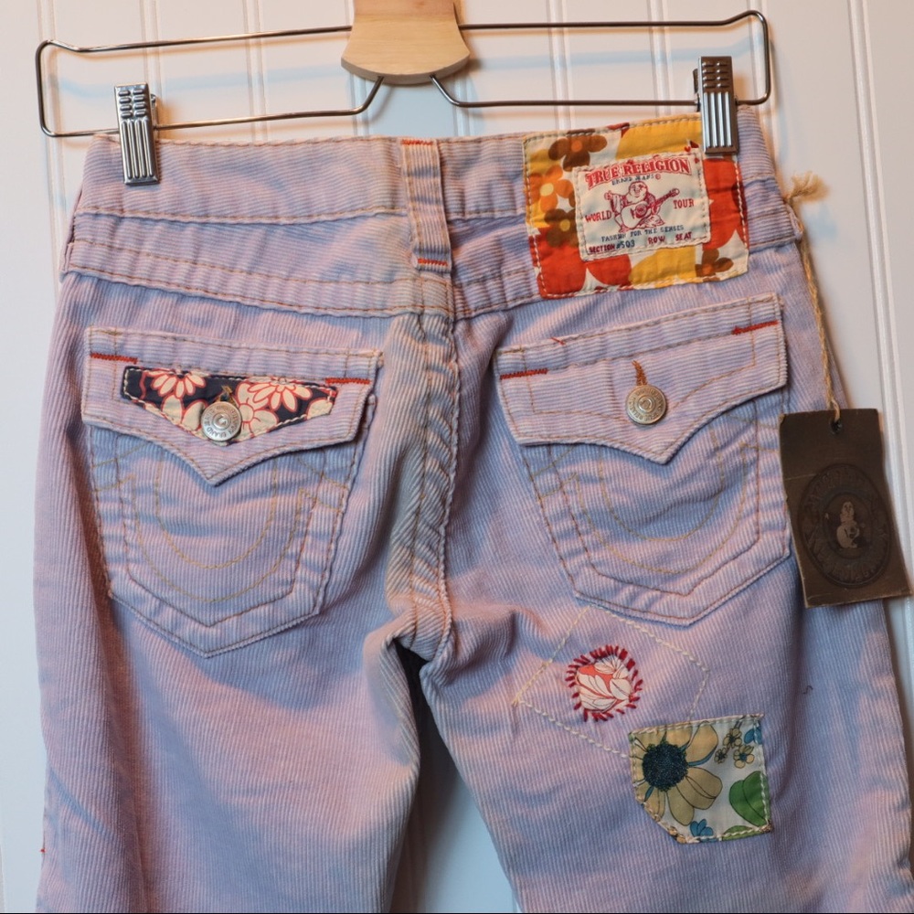 NWT TRUE RELIGION Woodstock Corduroy lavender pant - Picture 5 of 15